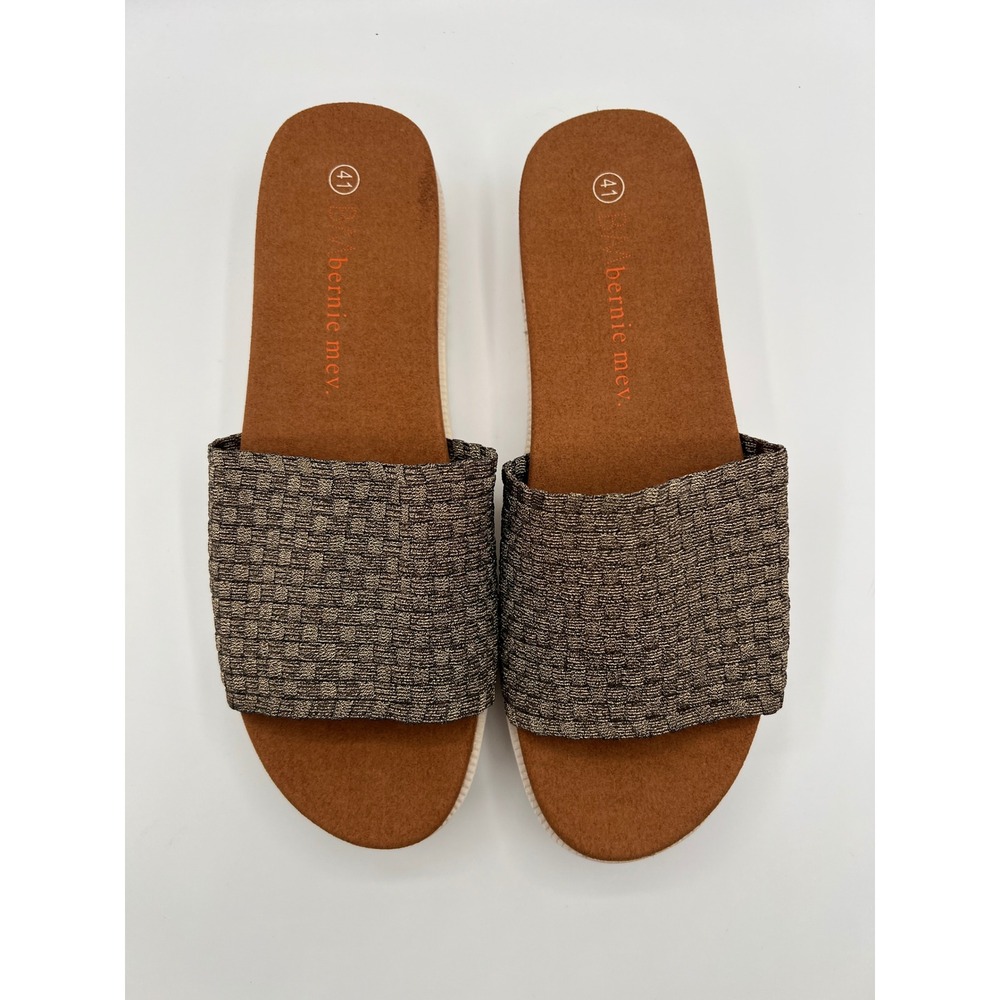 Bernie Mev Capri Bronze Woven Elastic Memory Foam Slide Sandals Womens 41